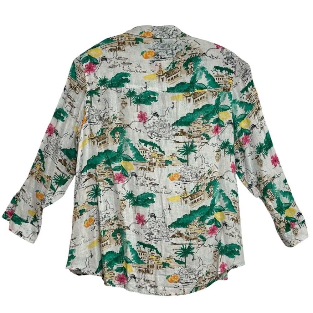 Cynthia Rowley Amalfi Coast Linen Shirt Womens‎ White Italian Summer Vacation 2X
